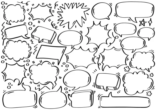 Mão Desenhado Fundo Conjunto Bolha Fala Bonito Estilo Doodle —  Vetores de Stock