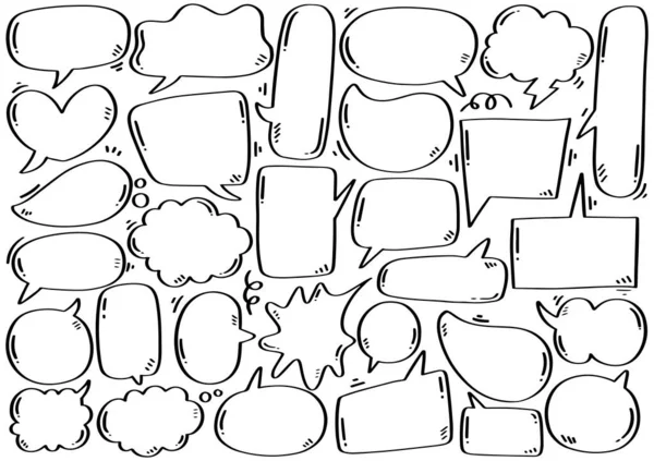 Ζωγραφισμένο Στο Χέρι Φόντο Σύνολο Χαριτωμένο Φούσκα Ομιλία Στυλ Doodle — Διανυσματικό Αρχείο