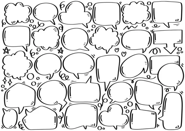 Ручной Рисунок Фона Набор Милый Пузырь Речи Стиле Каракулей — стоковый вектор