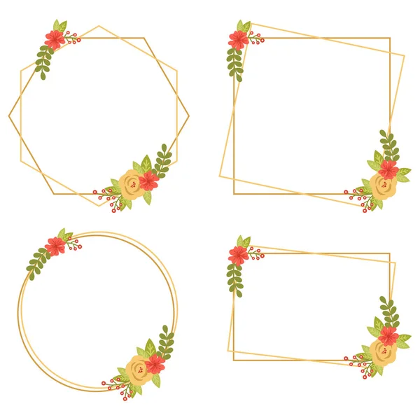 ヴィンテージウェディング幾何学的な花のフレームコレクション — ストックベクタ