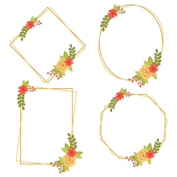 Vintage Bruiloft Geometrische Bloemen Frames Collecties — Stockvector