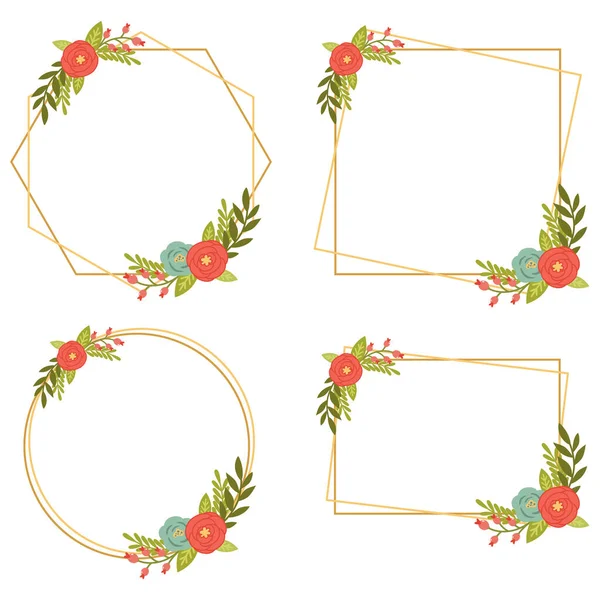 Vintage Wedding Geometric Floral Frames Collections — Stock Vector