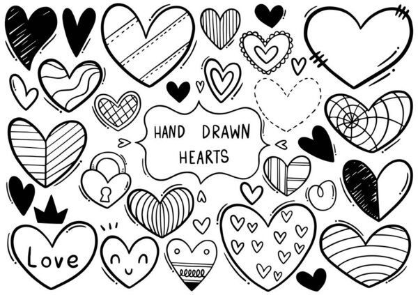 Сборник рукописных червей сердца изолированы на белом фоне
