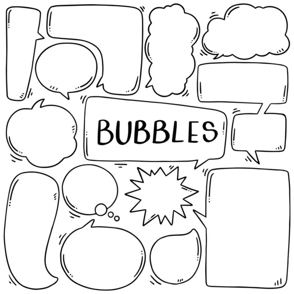 Ručně Kreslené Pozadí Sada Roztomilé Řeči Bublina Stylu Doodle — Stockový vektor