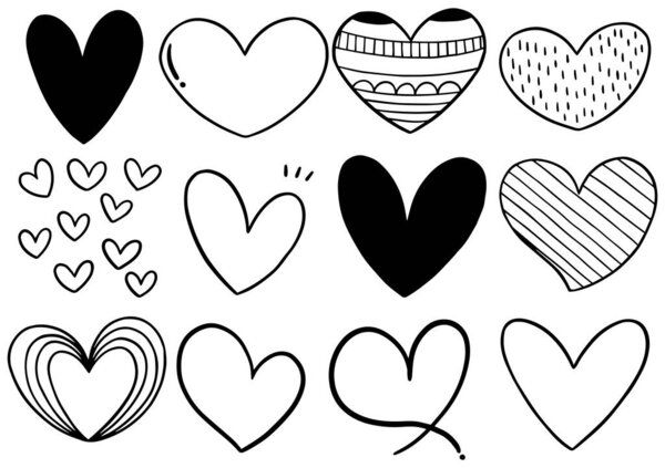 Сборник рукописных червей сердца изолированы на белом фоне
