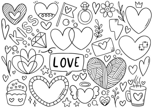 Сборник рукописных червей сердца изолированы на белом фоне
