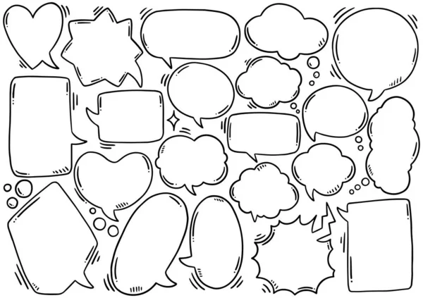 Sfondo Disegnato Mano Set Carino Bolla Discorso Stile Doodle — Vettoriale Stock