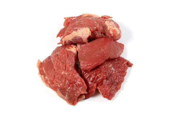 Pedaços Carne Bourguignon Sobre Fundo Branco — Fotografia de Stock