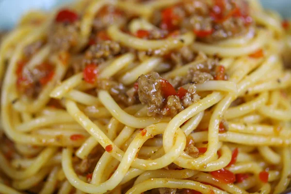 Piatto Spaghetti Con Manzo Pepe — Foto Stock