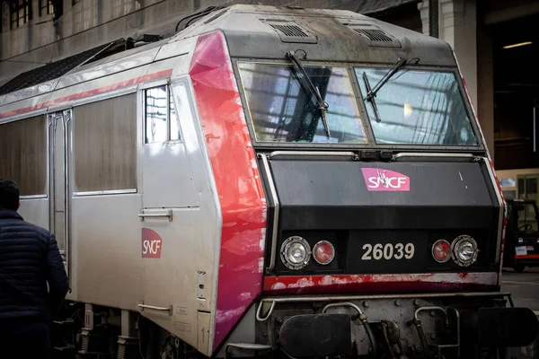 Locomotiva Sulla Piattaforma Della Gare Lyon Parigi — Foto Stock