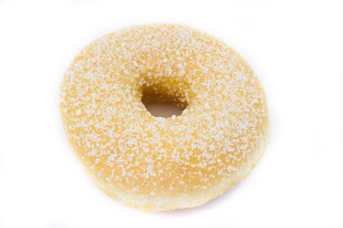 Beyaz arkaplanda birkaç şekerli çörek