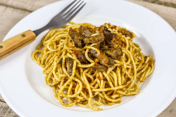 Piatto Spaghetti Con Manzo — Foto Stock