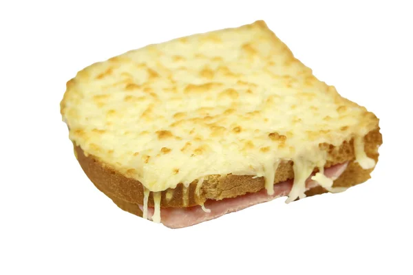 Découpe Croque Monsieur Sur Fond Blanc — Photo