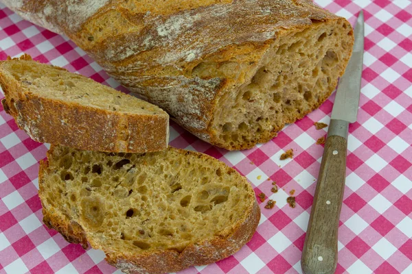 Pane Cereali Affettato Tavolo — Foto Stock