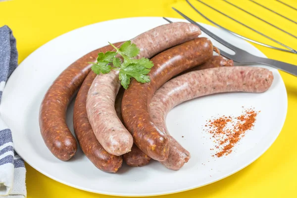 Merguez Raw Sausages Plate — Stock Photo, Image