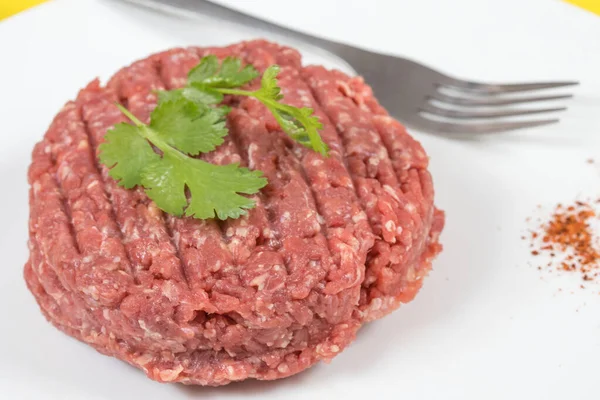 Raw Beef Hamburger White Background — Stock Photo, Image