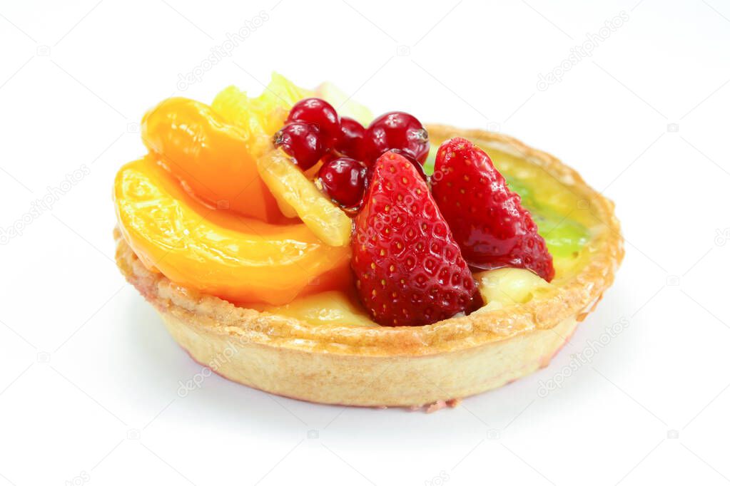 fruit pie on white background