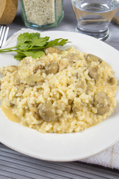 mushroom and chicken risotto
