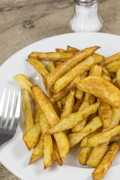 Teller Mit Hausgemachten Pommes Teller — Stockfoto