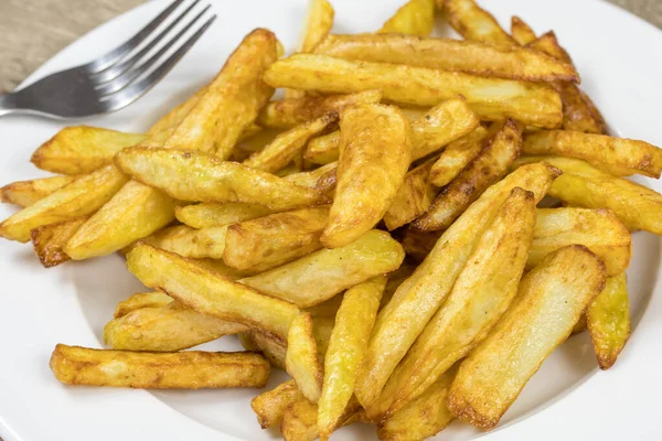 Bord Zelfgemaakte Frietjes Een Bord — Stockfoto