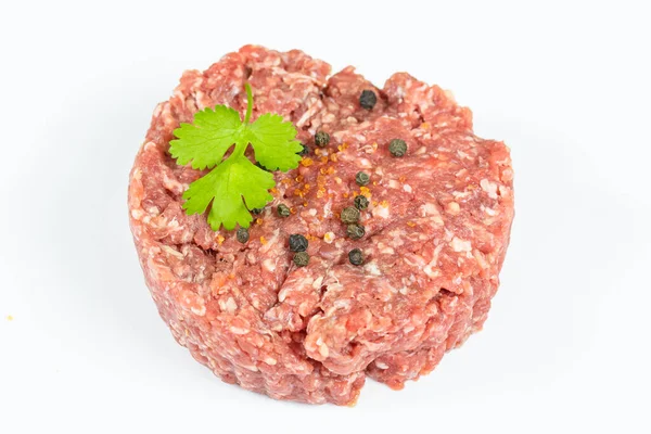 Raw Beef Hamburger White Background — Stock Photo, Image