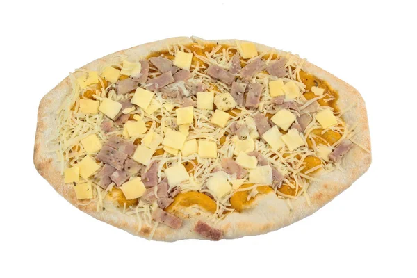 Beyaz Arka Planda Taze Pizza — Stok fotoğraf