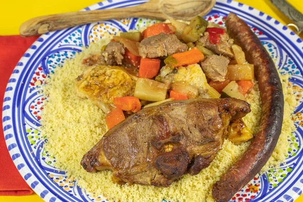 Piatto Couscous Con Agnello Merguez — Foto Stock