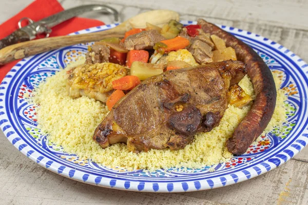 Piatto Couscous Con Agnello Merguez — Foto Stock