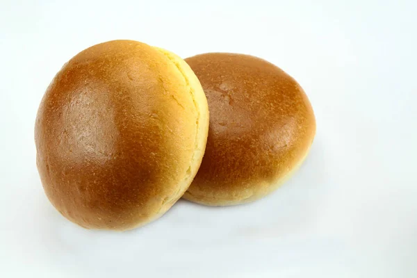 Chleb Hamburger Białym Tle — Zdjęcie stockowe