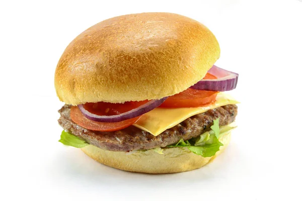 Домашний Гамбургер Белом Фоне — стоковое фото