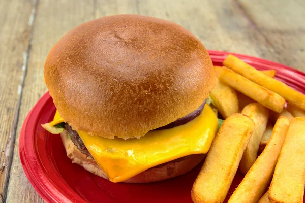 Hamburger Fries Plate — Stock Photo, Image