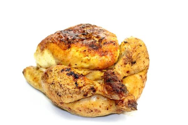 Seluruh Ayam Dimasak Latar Belakang Putih — Stok Foto