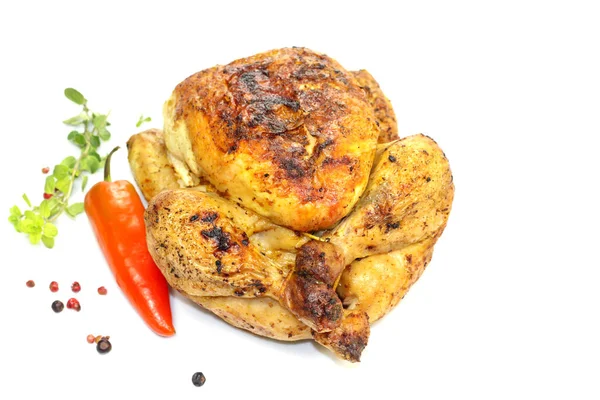 Whole Chicken Cooked White Background — Stock Photo, Image