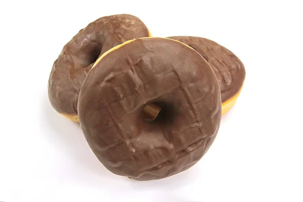 Donuts Chocolate Fundo Branco — Fotografia de Stock