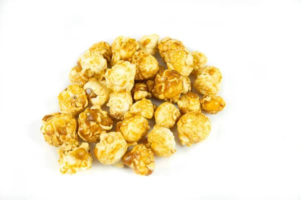 Popcorn Caramellati Fondo Bianco — Foto Stock