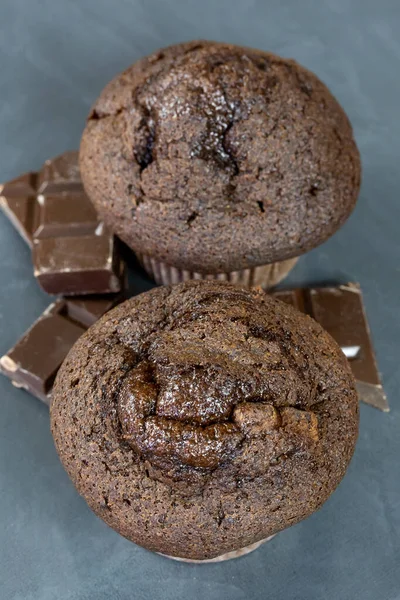 Chocolade Muffin Een Tafel — Stockfoto
