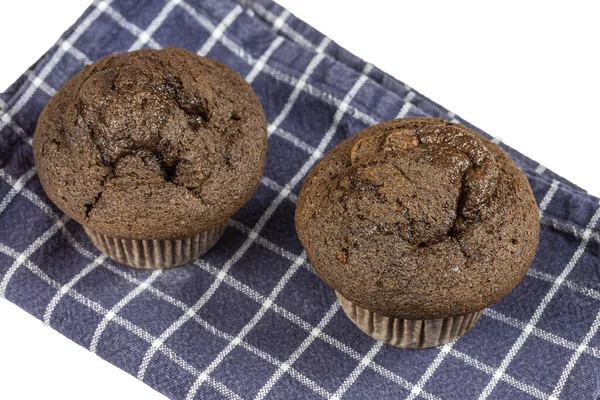 Deux Muffins Chocolat Sur Fond Blanc — Photo