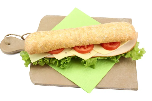 Sandwich Mit Schinken Und Käse Auf Weißem Hintergrund — Stockfoto