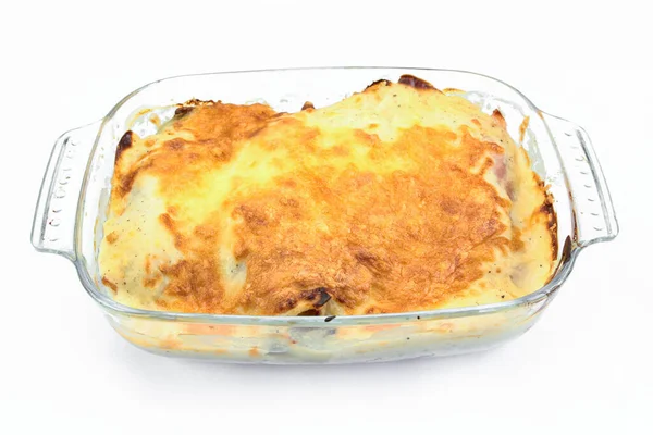 Andijvie Met Ham Gratin Een Schotel — Stockfoto