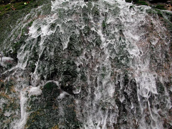 Splashing Water River Course Water Running Stone Moss — Stock Photo, Image