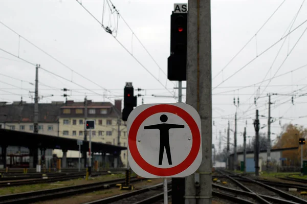 Entrar Ninguna Señal Entrada Ilegal Una Estación Tren — Foto de Stock