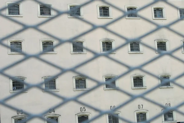 Prison Fence Seeing Prison Windows — Stock Photo, Image