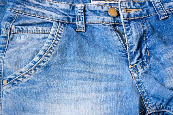 Parte Pantalones Vaqueros Con Bolsillos Botones Etiqueta Ropa — Foto de Stock