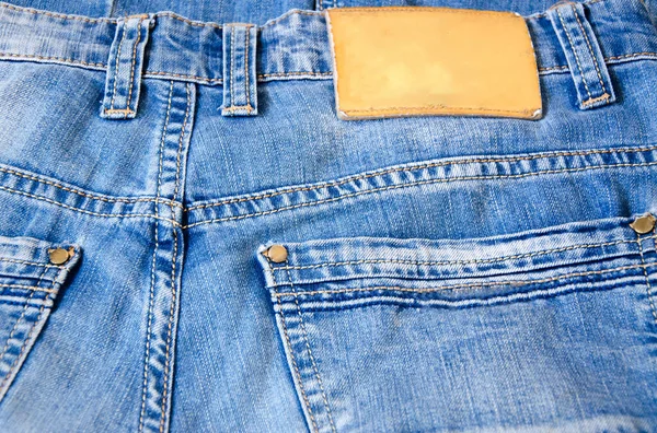 Parte Pantalones Vaqueros Con Bolsillos Botones Etiqueta Ropa — Foto de Stock