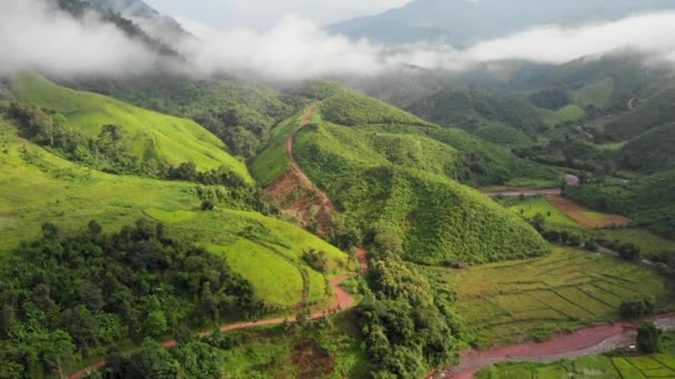 Drone Angle Élevé Tiré Dessus Scène Chaîne Montagnes Haute Altitude — Video