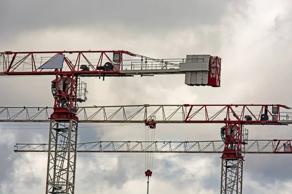 Construction Cranes Work Construction Site — Stock Photo, Image