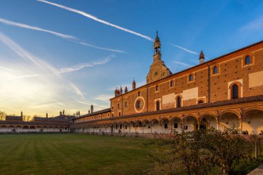 Grand Cloister cephe sunse, Pavia Carthusian Manastırı