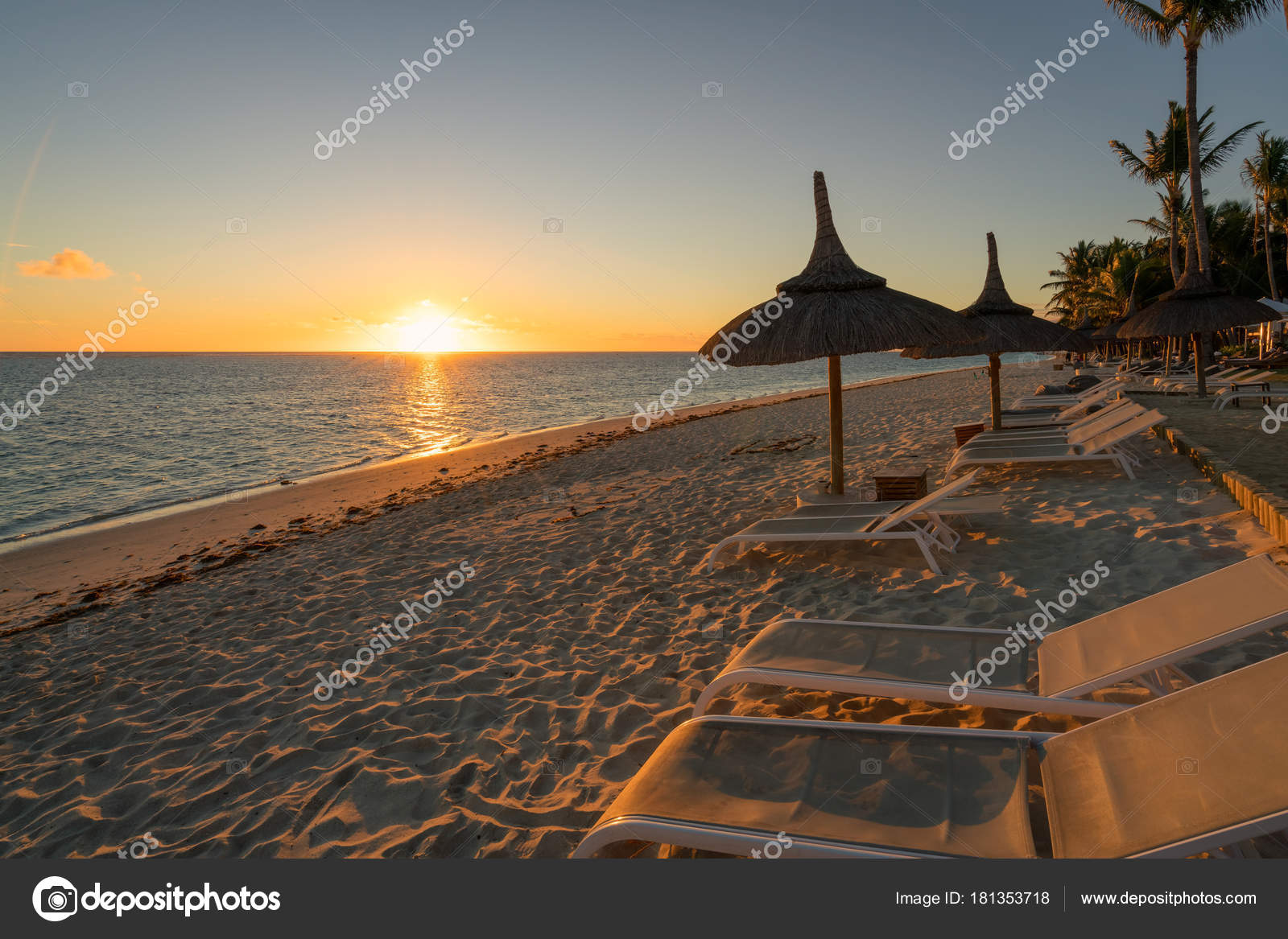 Awesome Sunset At Mauritius Island Stock Photo