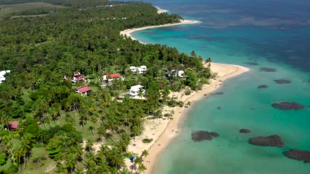 Widok z lotu ptaka karaibskiej plaży tropikalnej — Wideo stockowe