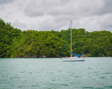 Los Haitililer 'in doğal park lüks teknesi demirledi.